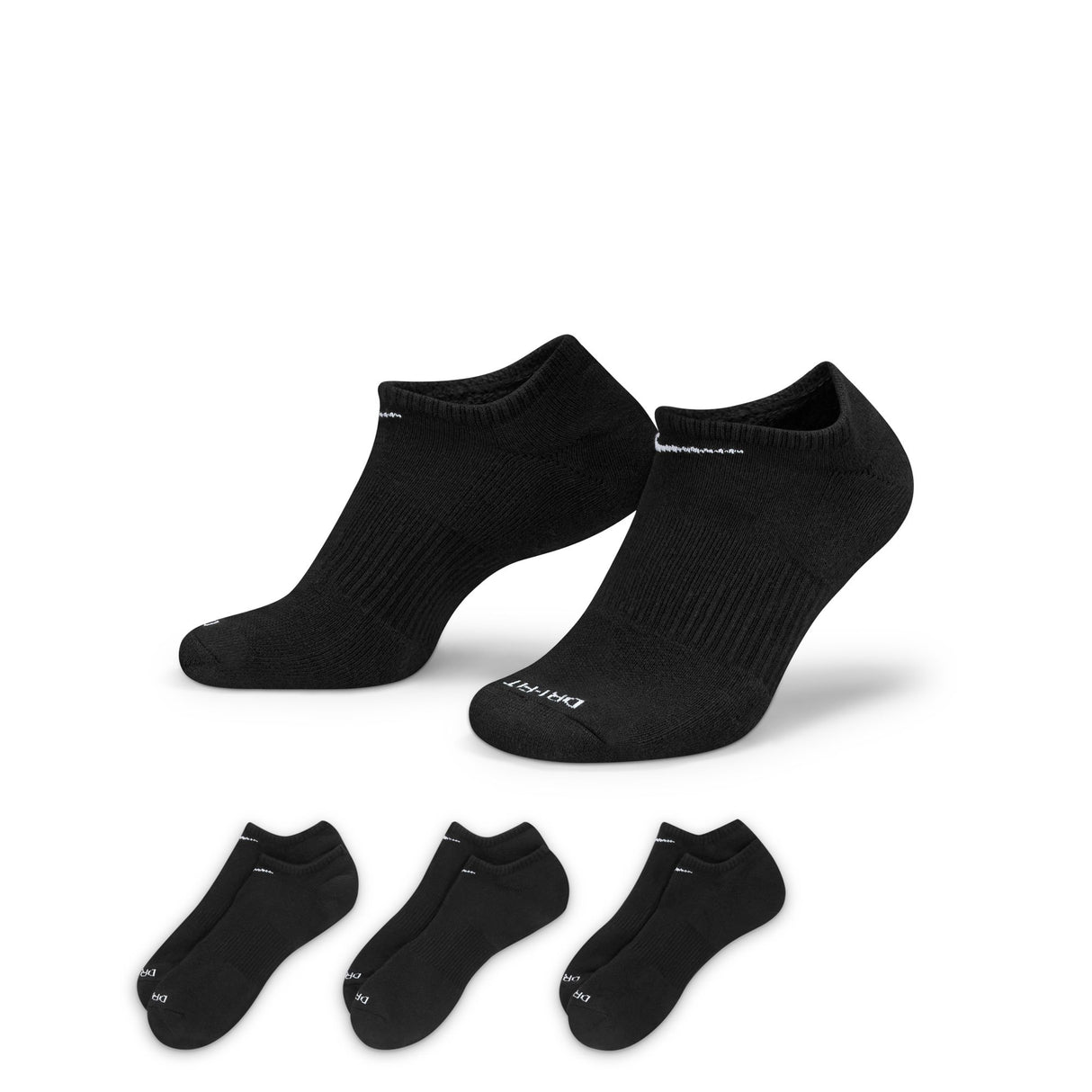Nike Everyday Plus Cushioned Black/White 3 Pack No Show Socks