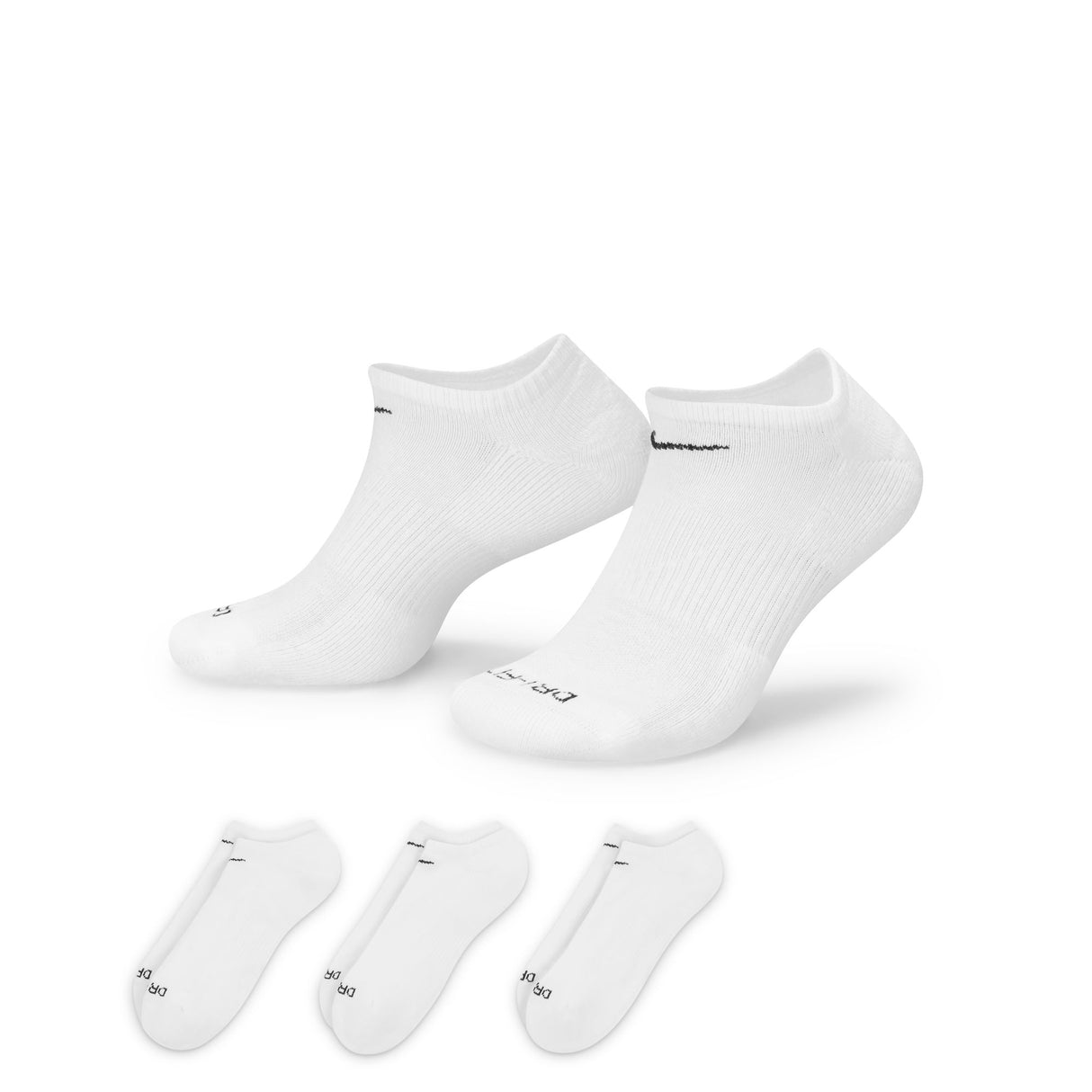 Nike Everyday Plus Cushioned White/Black 3 Pack No Show Socks