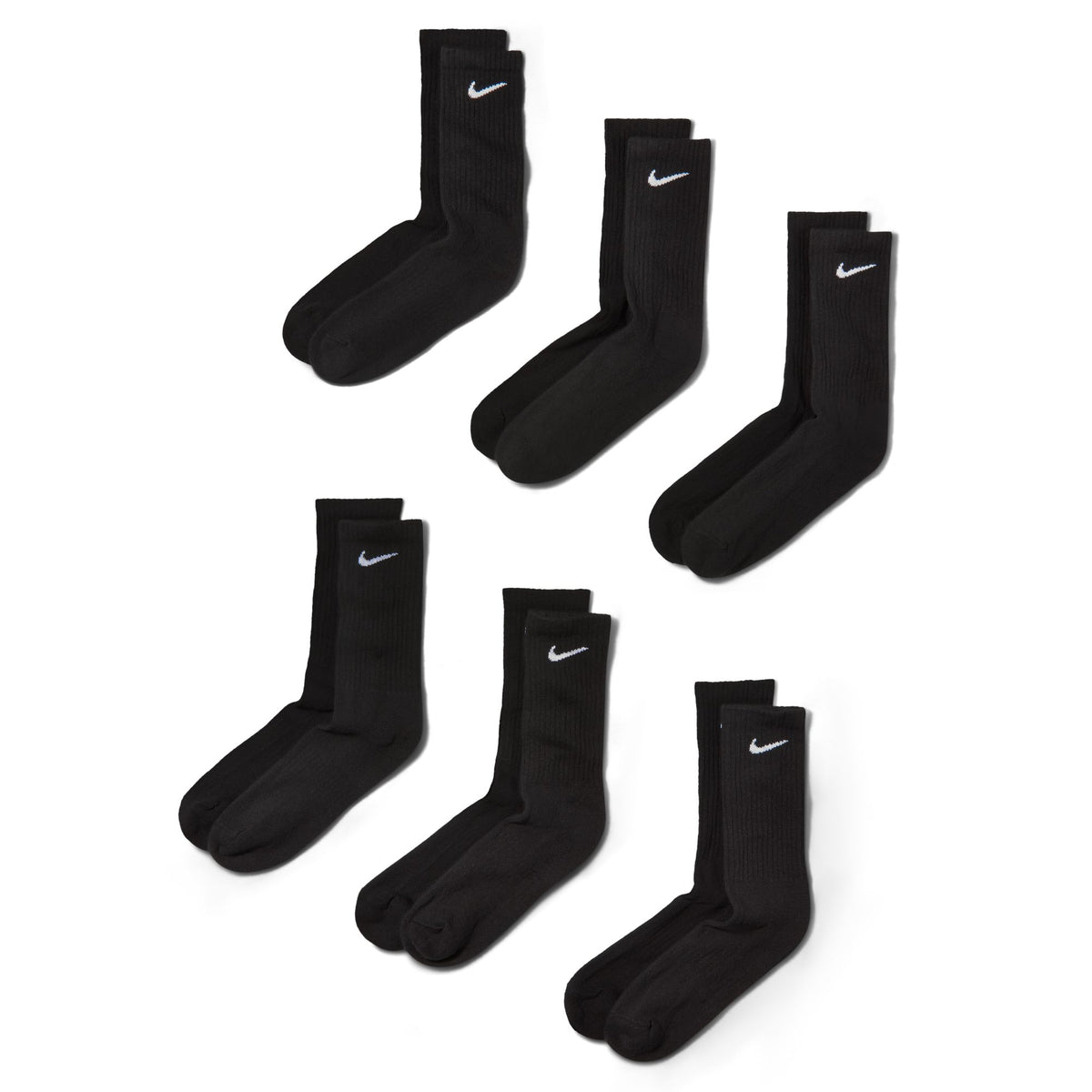 Nike Everyday Plus Cushioned Black/White 6 Pack Crew Socks