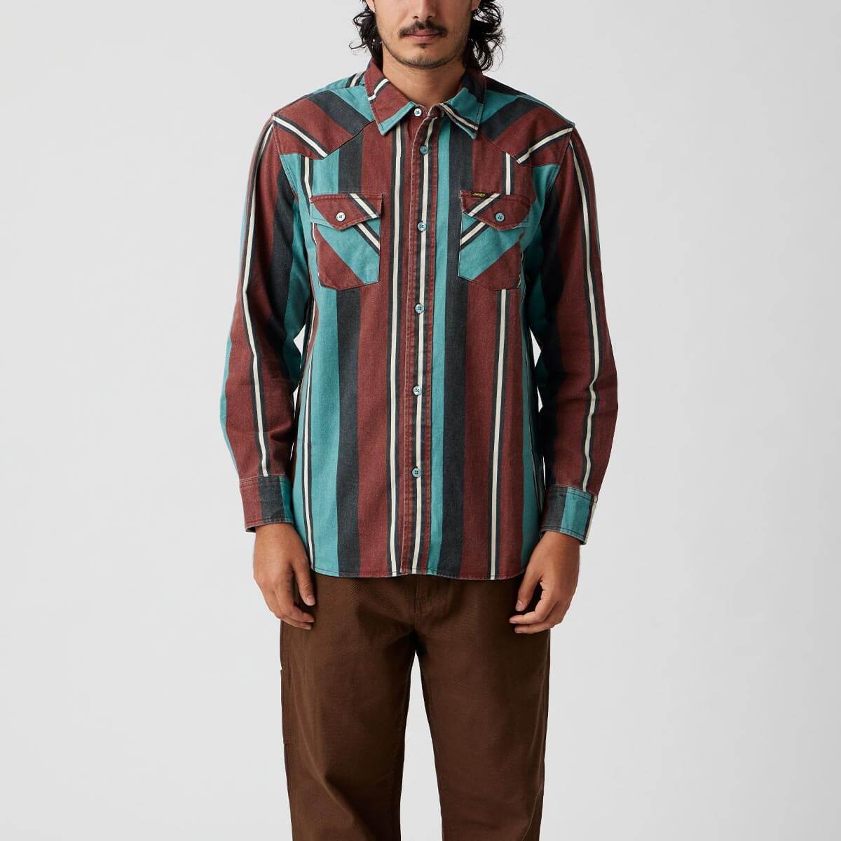 Seager Amarillo Turquoise Stripe Button Up L/s Shirt
