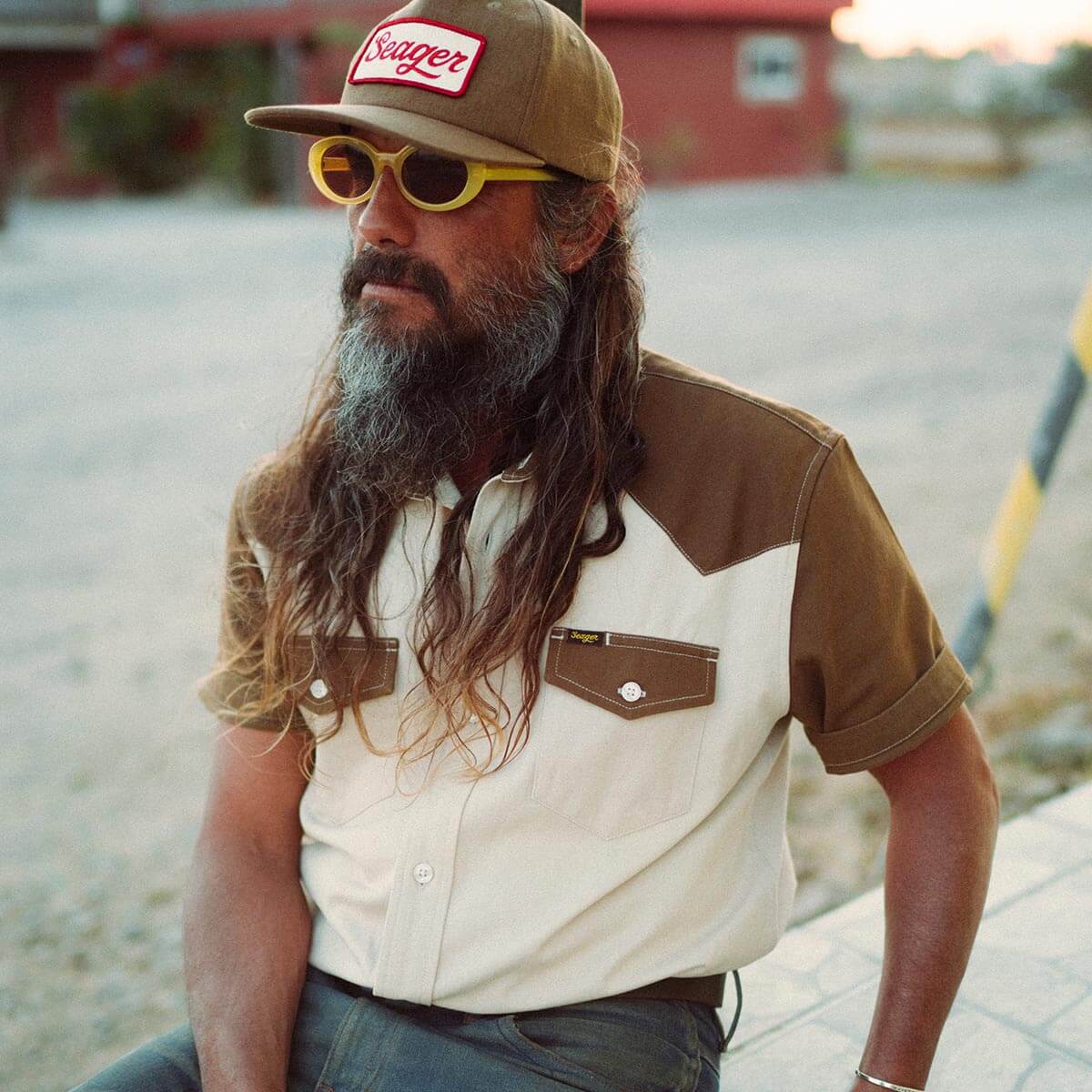 Seager Amarillo Vintage Tan S/s Button Up Shirt