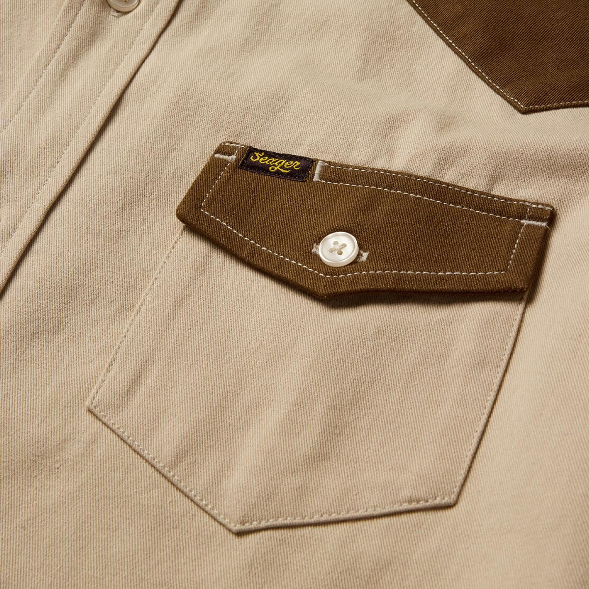 Seager Amarillo Vintage Tan S/s Button Up Shirt