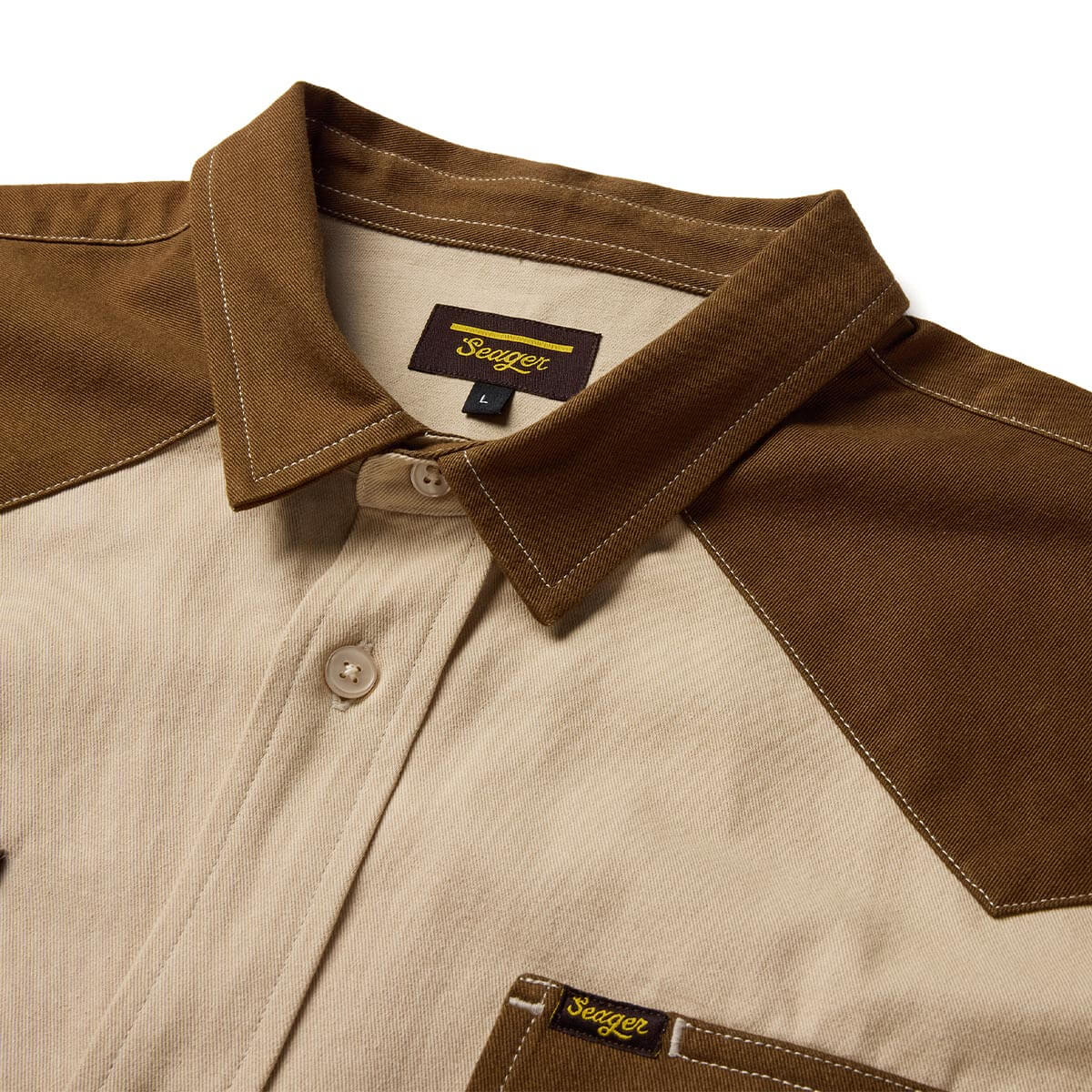 Seager Amarillo Vintage Tan S/s Button Up Shirt