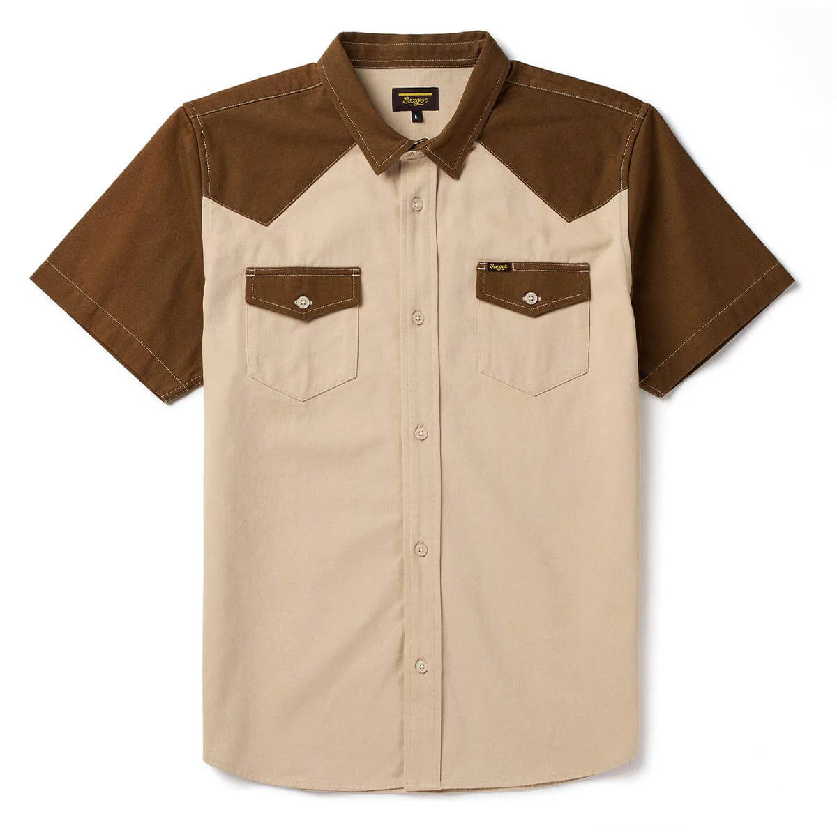 Seager Amarillo Vintage Tan S/s Button Up Shirt