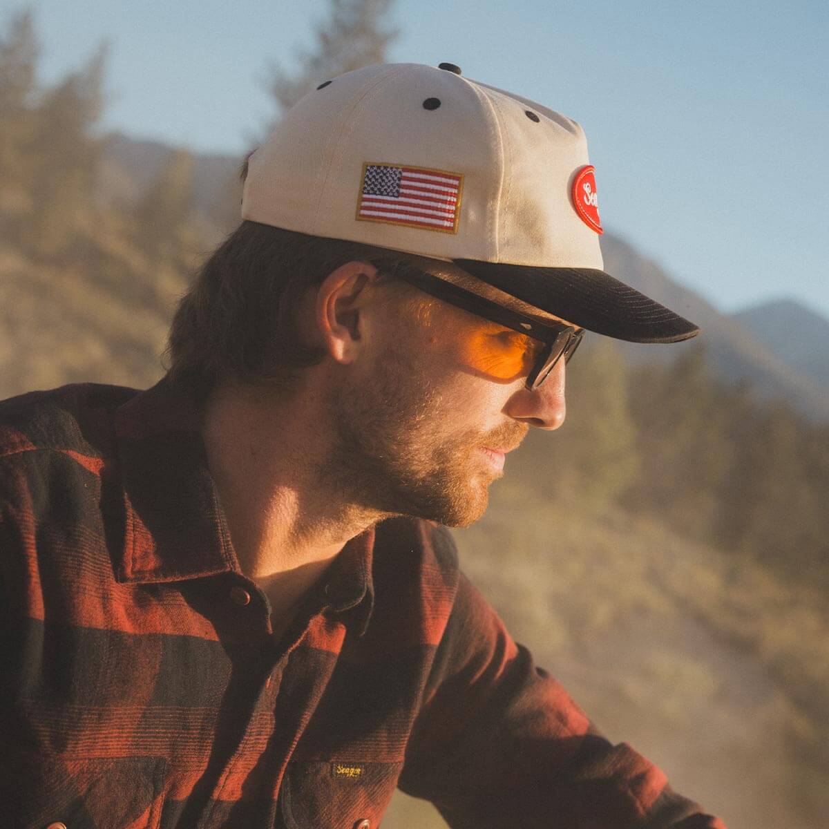 Seager SGR Americana Cream Black Snapback Hat