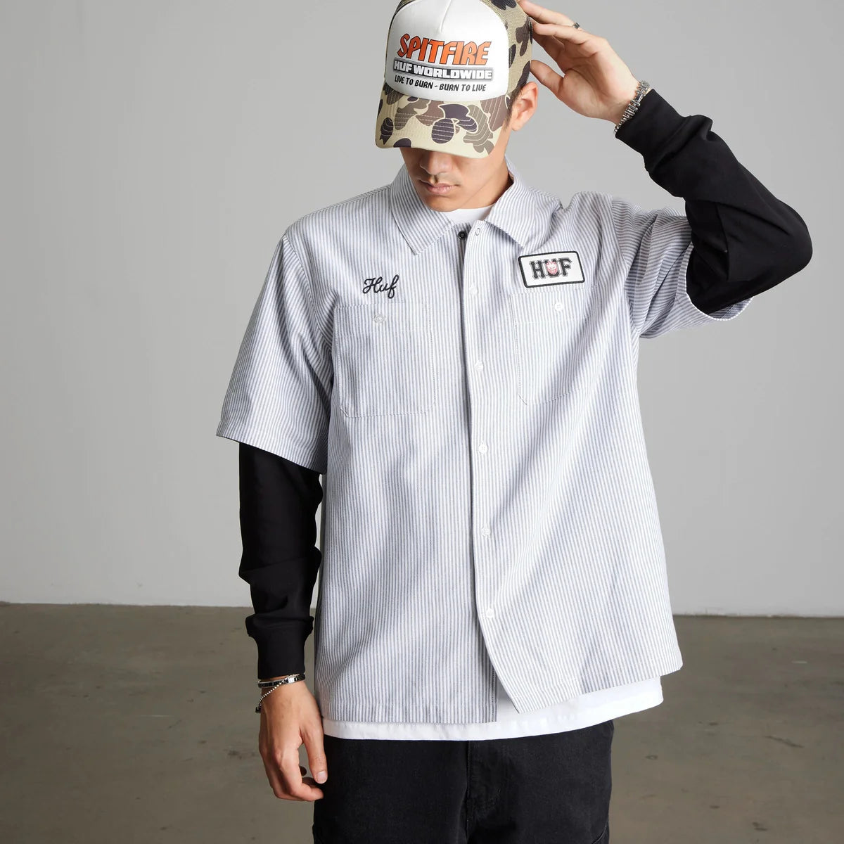 HUF x Spitfire Burn Forever Trucker Camo Snapback Hat