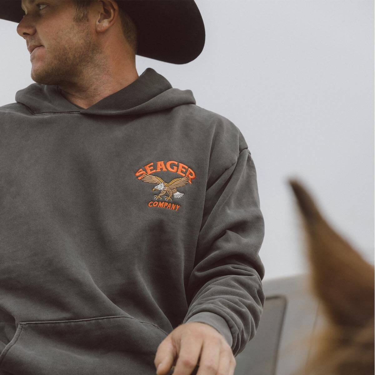 Seager Bradley Heavyweight Black Hooded Sweatshirt