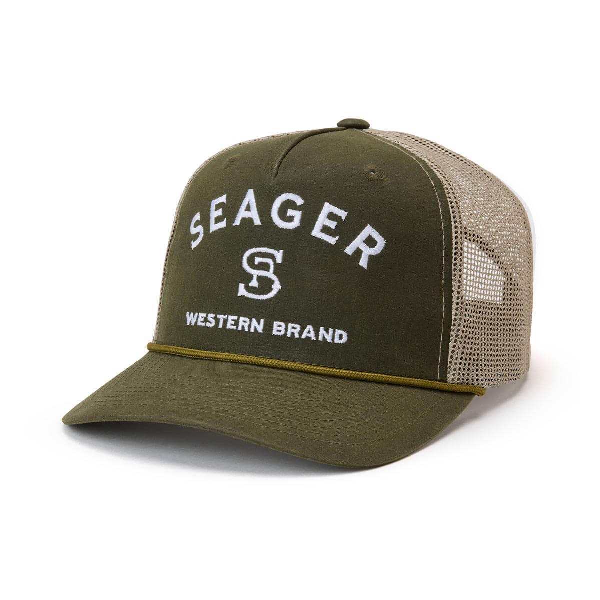 Seager Branded Green Waxed Canvas Trucker Snapback Hat