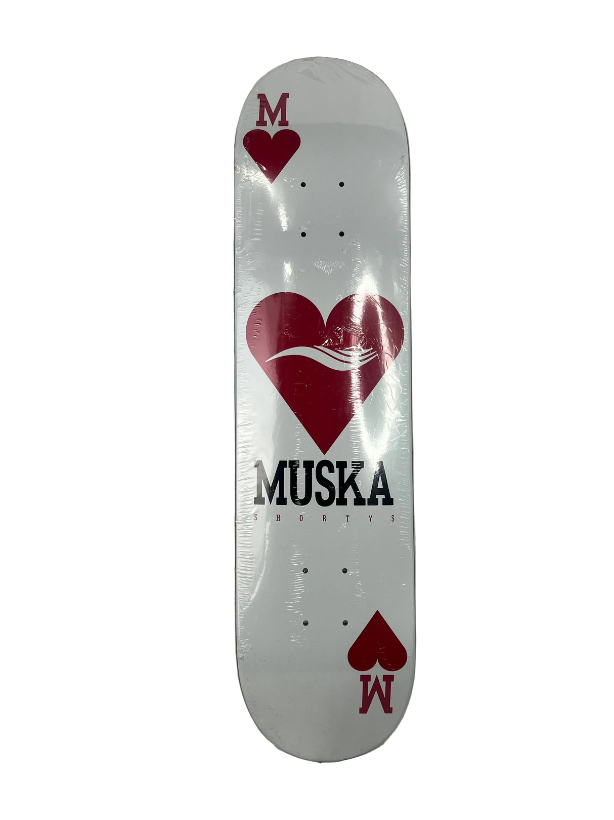 Shorty's Chad Muska Cards Series M Of Hearts White Red Black 7.5” Vintage NOS Deck 2004
