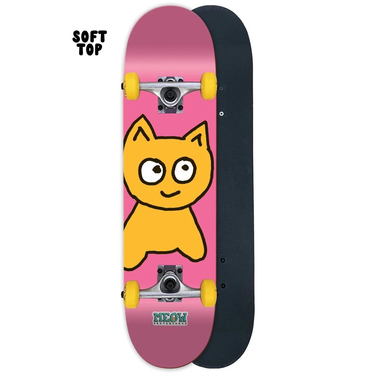Meow Big Cat Soft Top Pink 7.25" Skateboard Complete