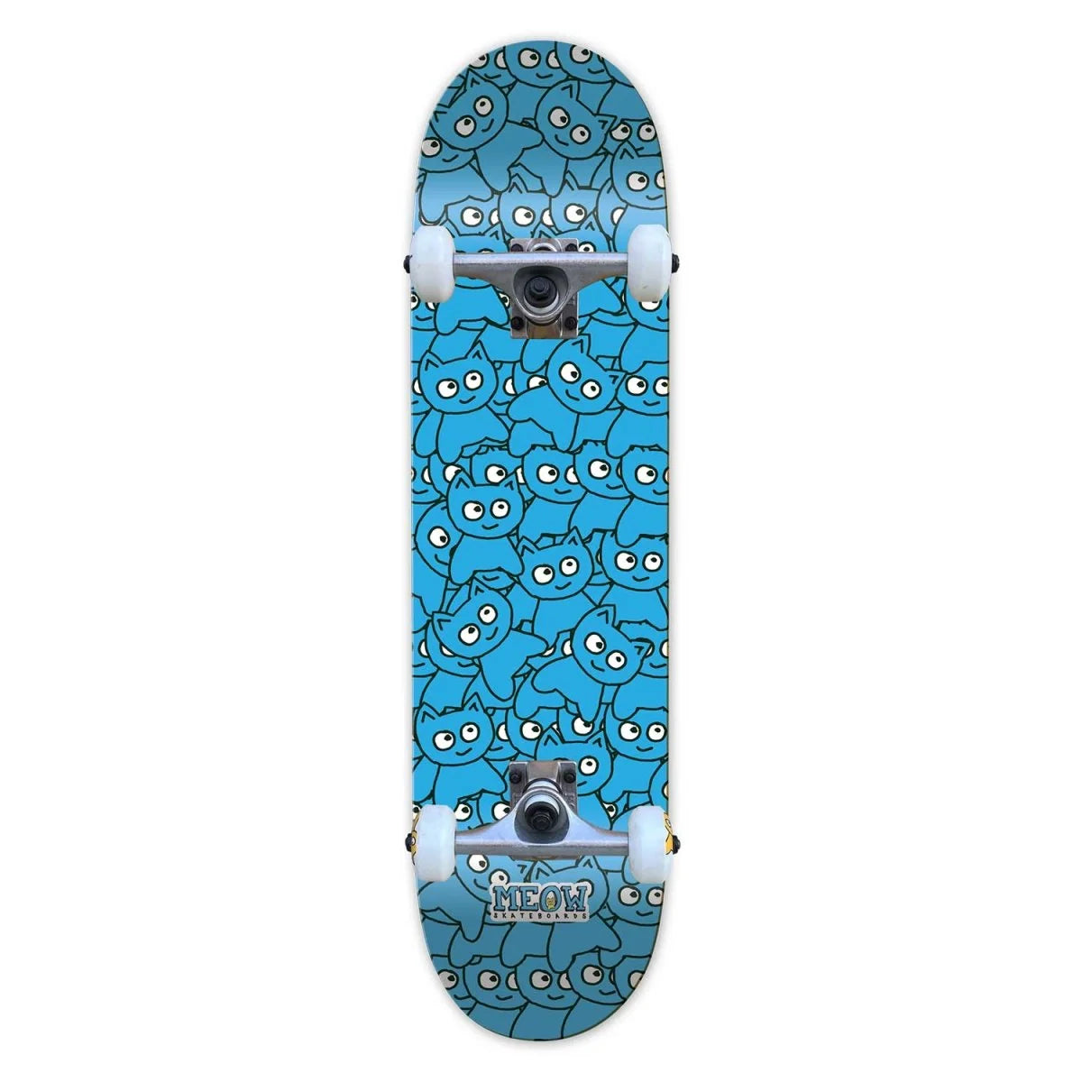 Meow Sticker Pile CMYK Cyan 8.25" Skateboard Complete