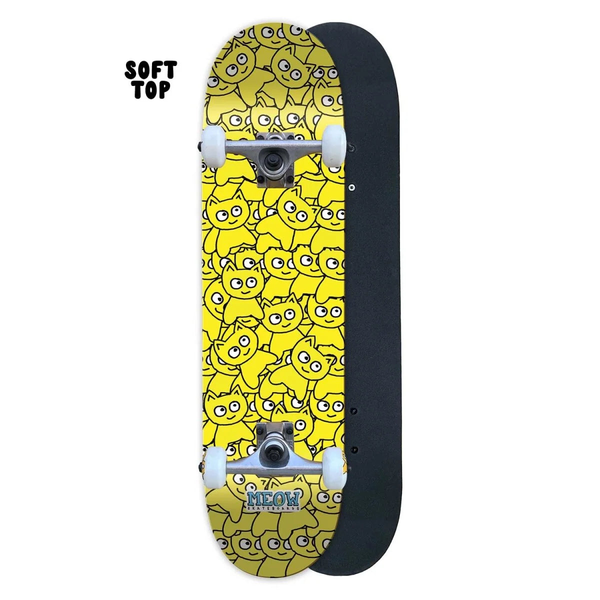 Meow Sticker Pile Soft Top CMYK Yellow 6.75" Skateboard Complete