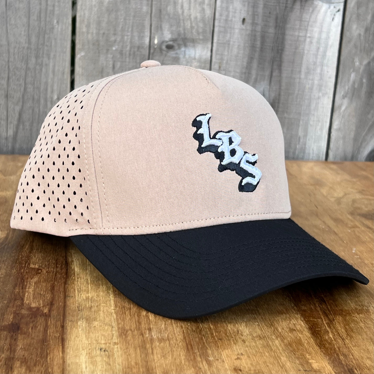 Long Beach Skate LBS Long Side Performance Water Repellent Khaki Black Snapback Hat