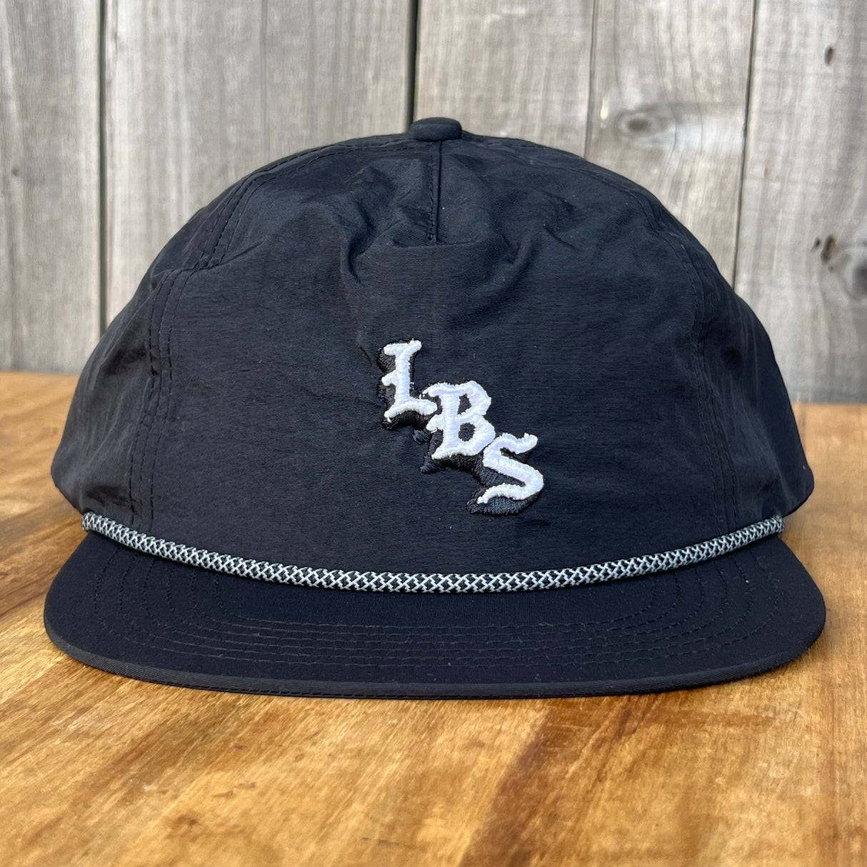 Long Beach Skate LBS Long Side Nylon Rope Black Silver Rope Snapback Hat