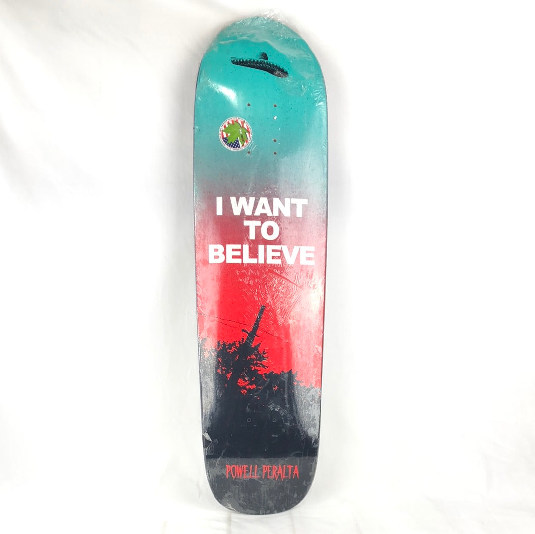 Powell Peralta I Want To Believe Black/Blue/Red Size 8.38" Shaped Skateboard Deck