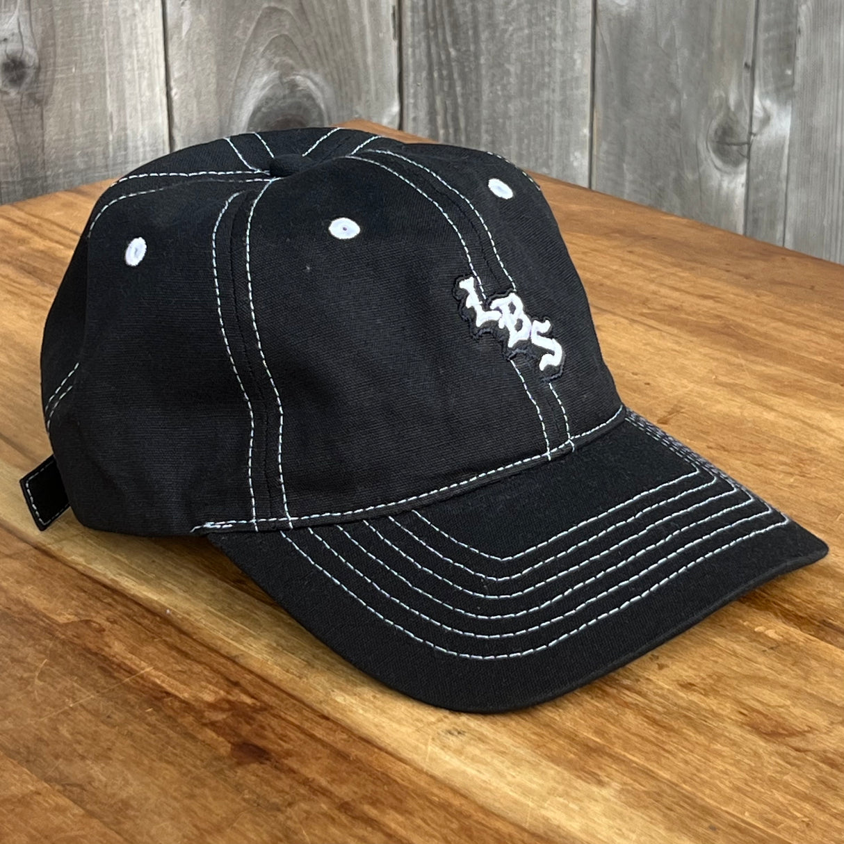 Long Beach Skate LBS Long Side Contrast Stitch Black Strapback Hat
