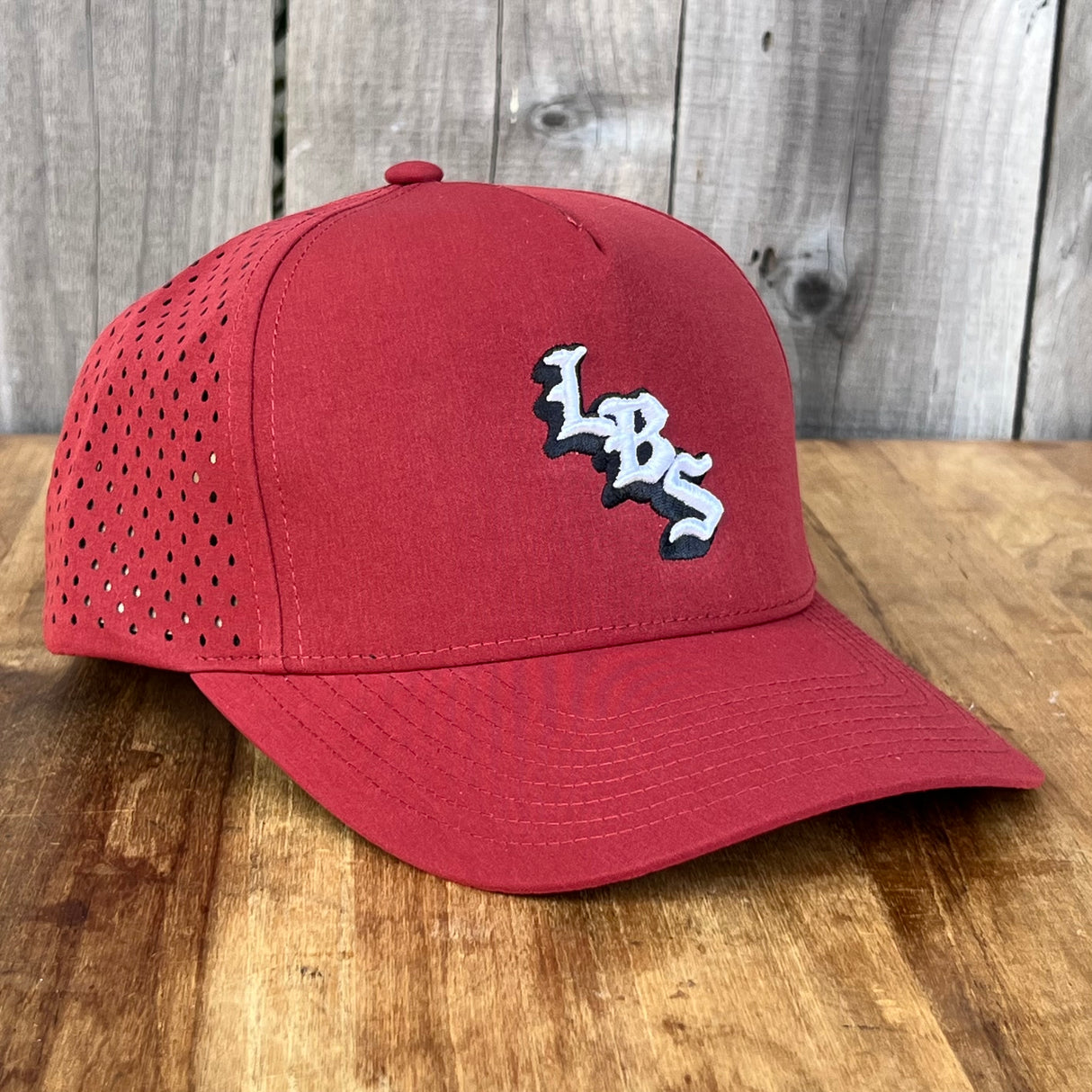 Long Beach Skate LBS Long Side Performance Water Repellent Dark Red Snapback Hat