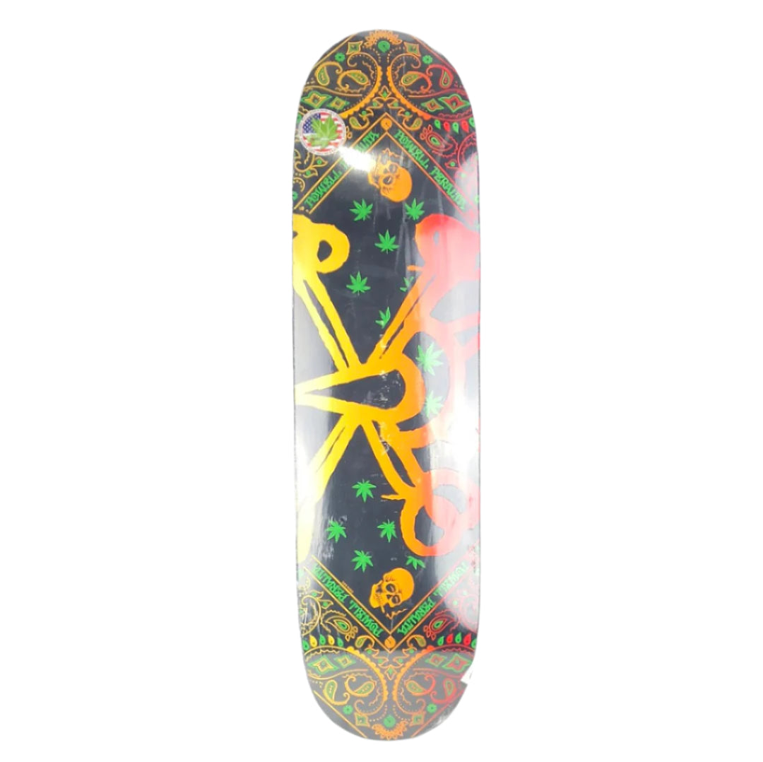 Powell Peralta Marijuana Vato Rat Black/Red/Orange/Green Size 8.375" Shaped Skateboard Deck