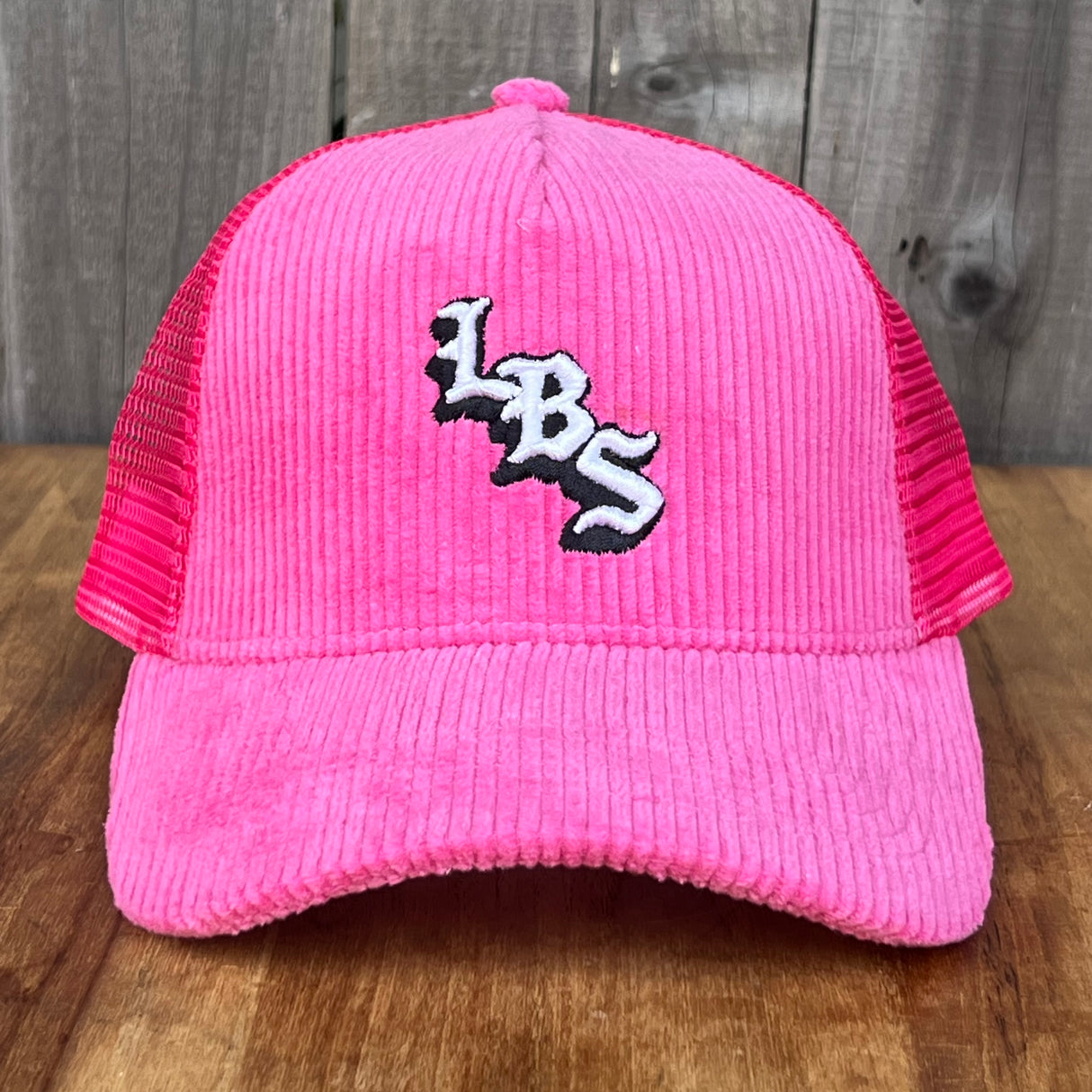 Long Beach Skate LBS Long Side Corduroy Trucker Pink Snapback Hat