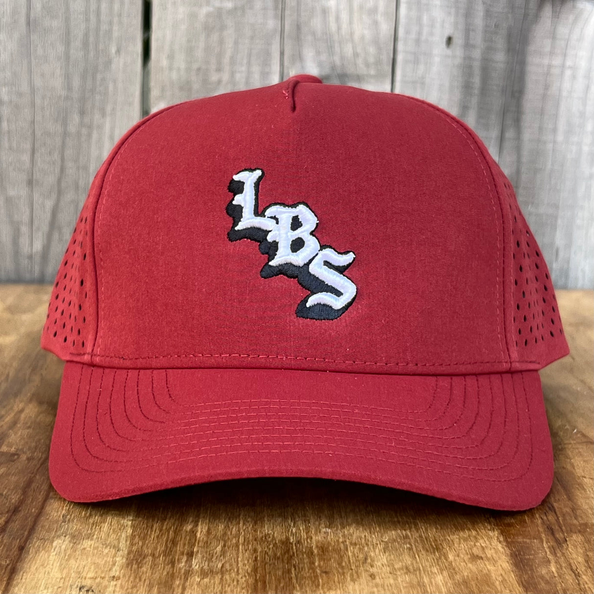 Long Beach Skate LBS Long Side Performance Water Repellent Dark Red Snapback Hat