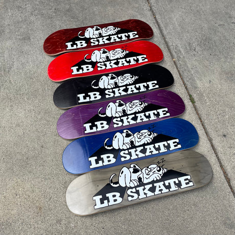 Long Beach Skate Co Shop Dog 2 Full Shape Assorted Stain Skateboard Deck