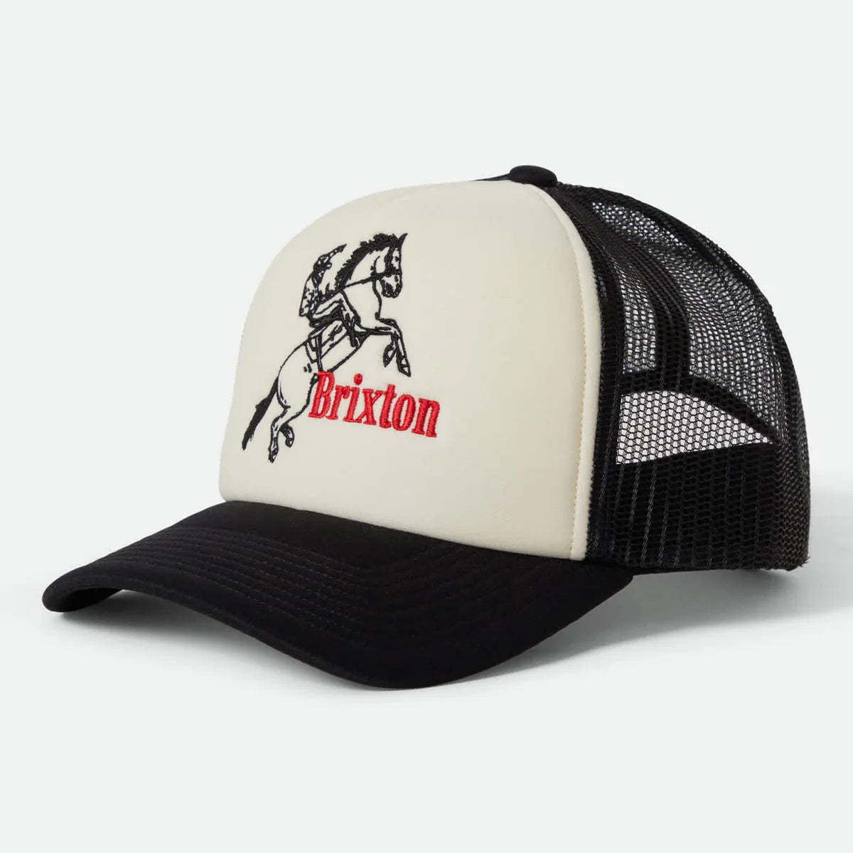 Brixton Ranching Netplus Black Off White Medium Profile Trucker Snapback Hat