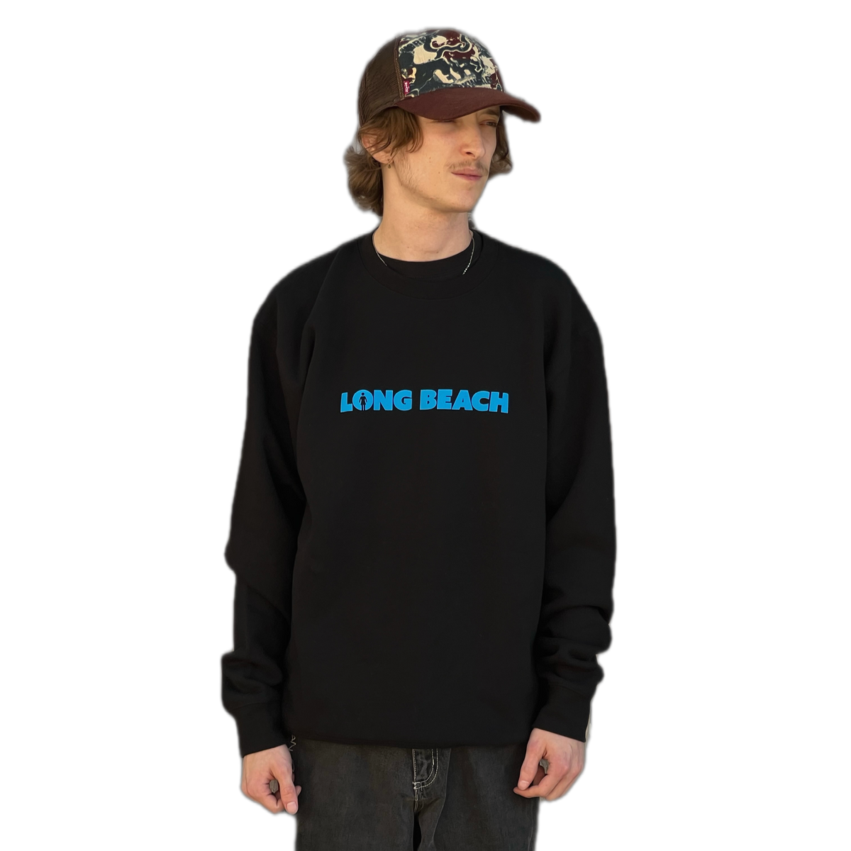 Girl x LB Skate “We OG Long Beach” Black Crewneck Sweatshirt