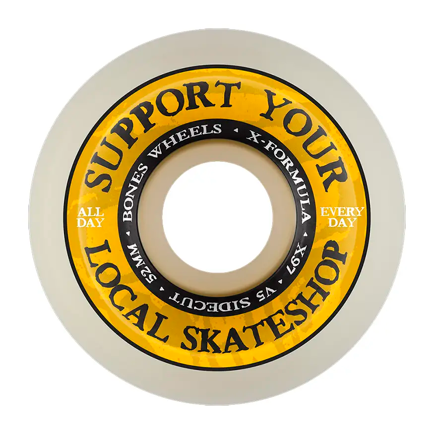 Bones Wheels X-Formula Support Your Local Skateshop V5 Sidecut 52mm 97A Skateboard Wheels
