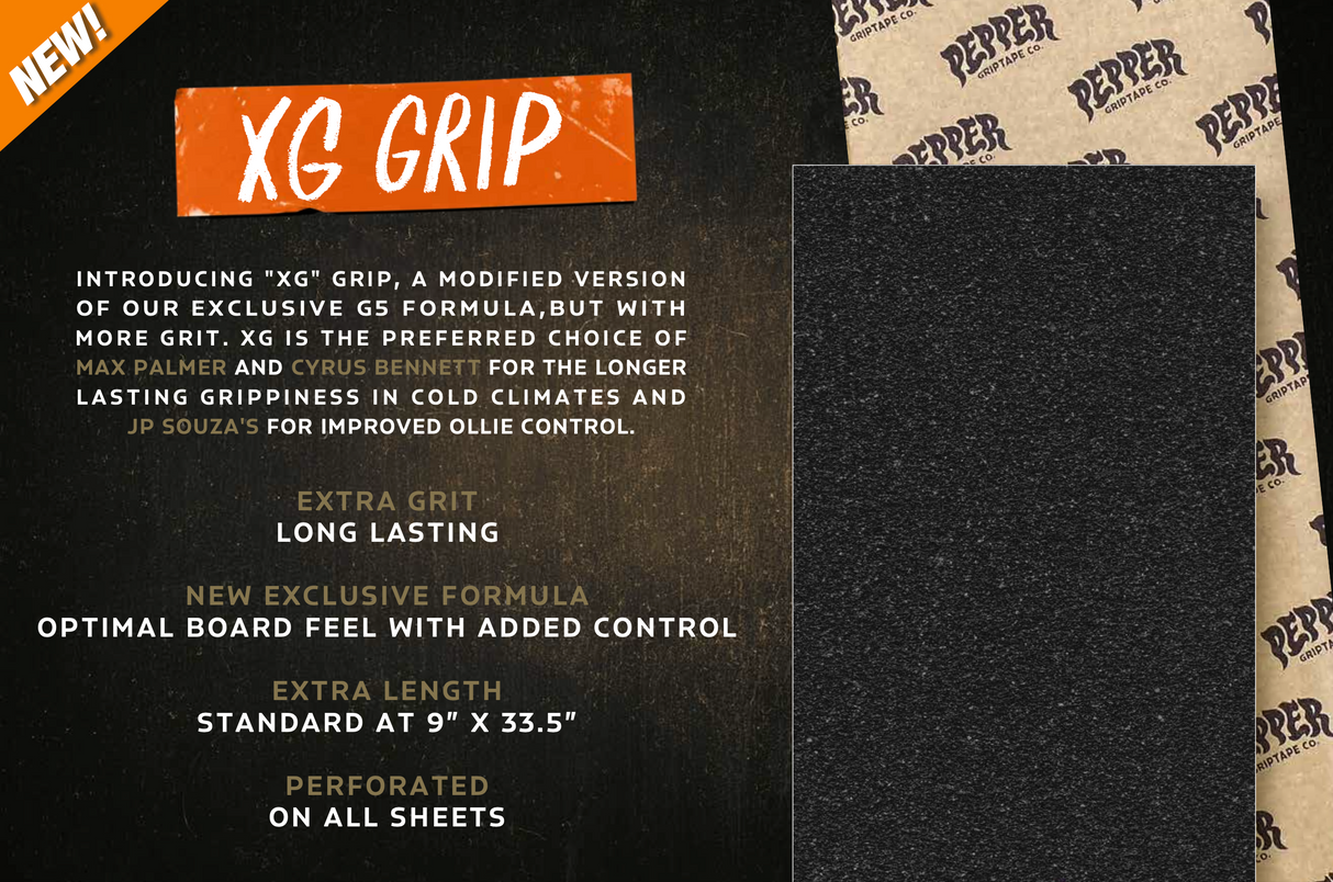 Pepper XG 9" x 33.5" Black Griptape