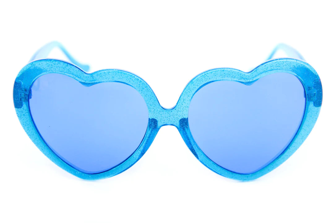 Happy Hour Heart On Clear Glitter Blue/Blue Tide Sunglasses