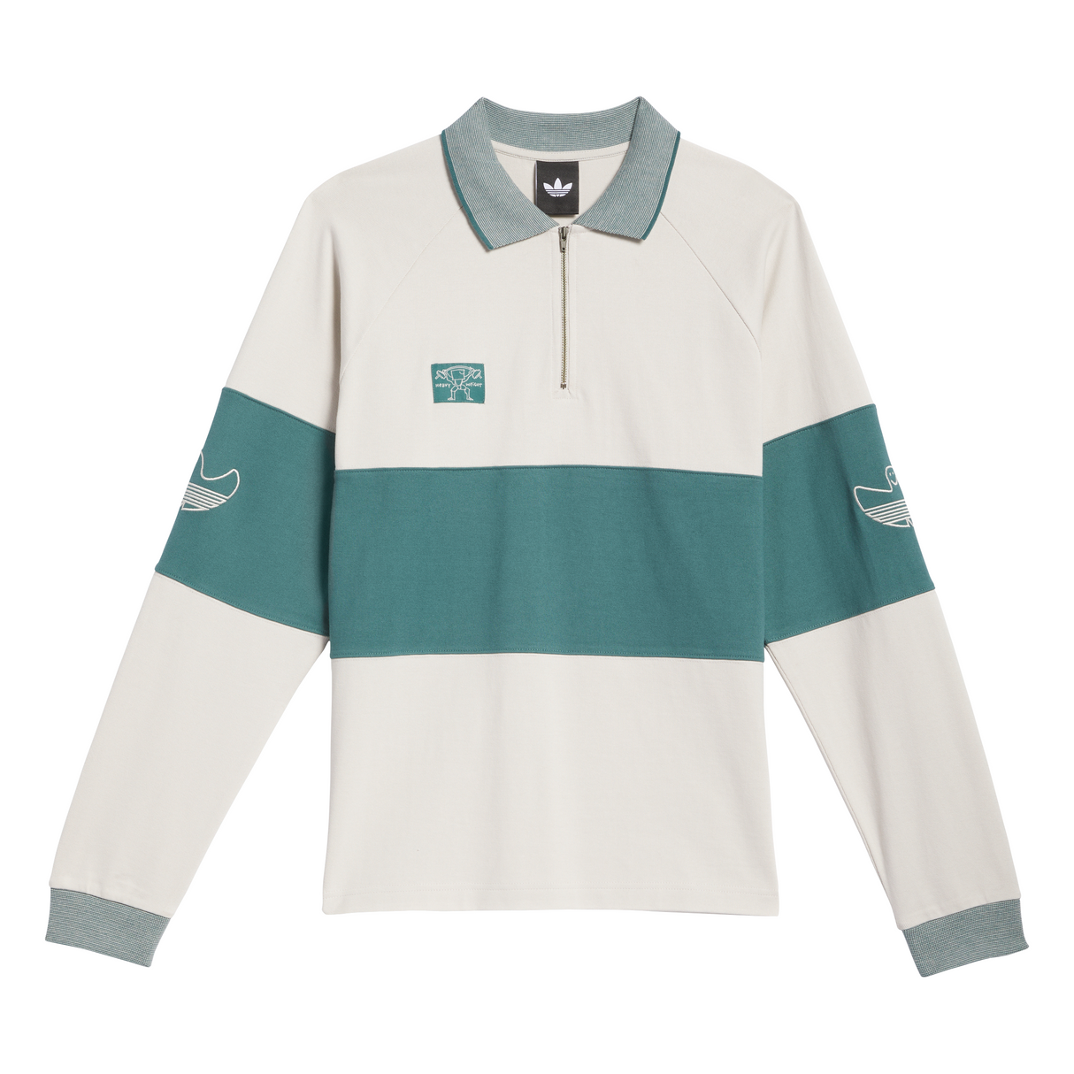 Adidas Skateboarding x Gonz Shmoofoil Aluminum / Preloved Teal Heavyweight Rugby L/s Shirt
