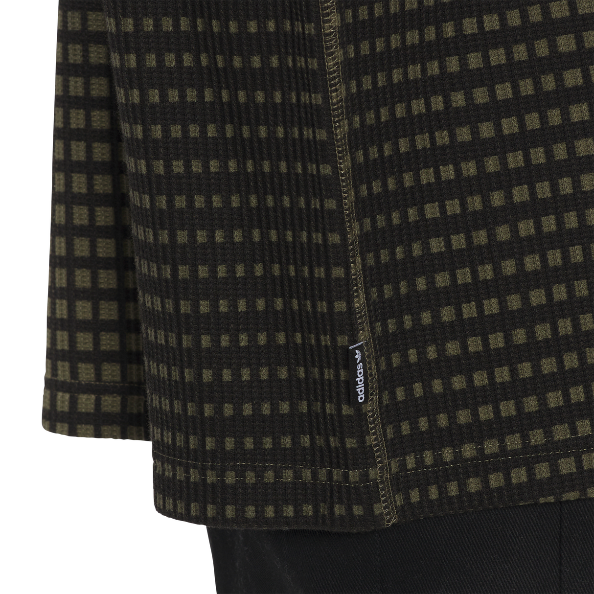 Adidas Skateboarding Waffle Knit Camo Olive Strata / Black Thermal L/s Shirt