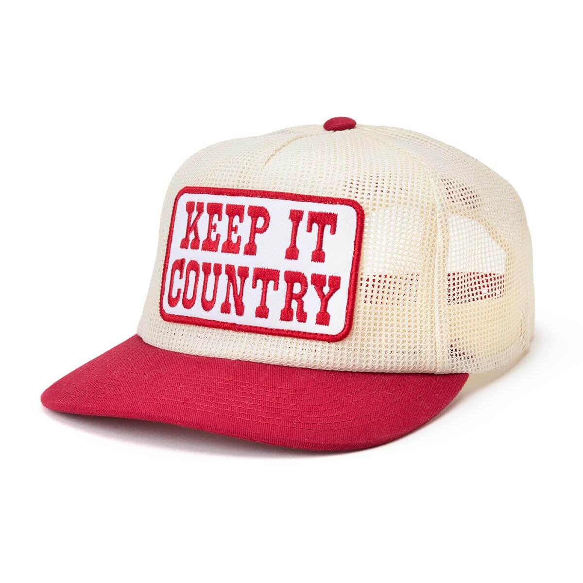 Seager Keep It Country Mesh Trucker Cream Red Snapback Hat