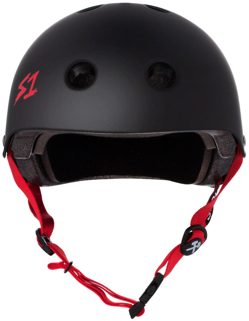 S1 Lifer Black Matte Red Straps Helmet