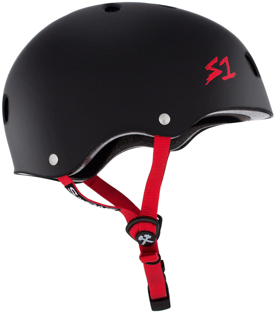 S1 Lifer Black Matte Red Straps Helmet