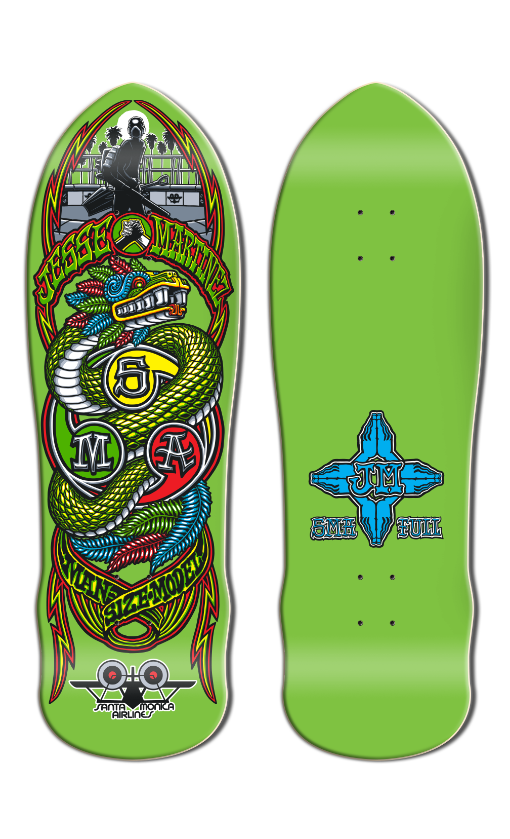 Santa Monica Airlines Series 4 Jesse Martinez Green Dip 9.875" Skateboard Deck