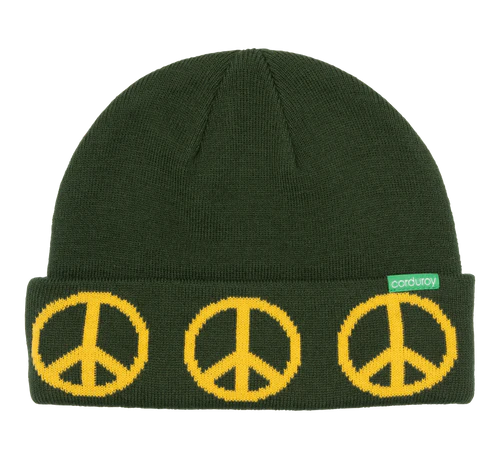 Corduroy One World Green Beanie