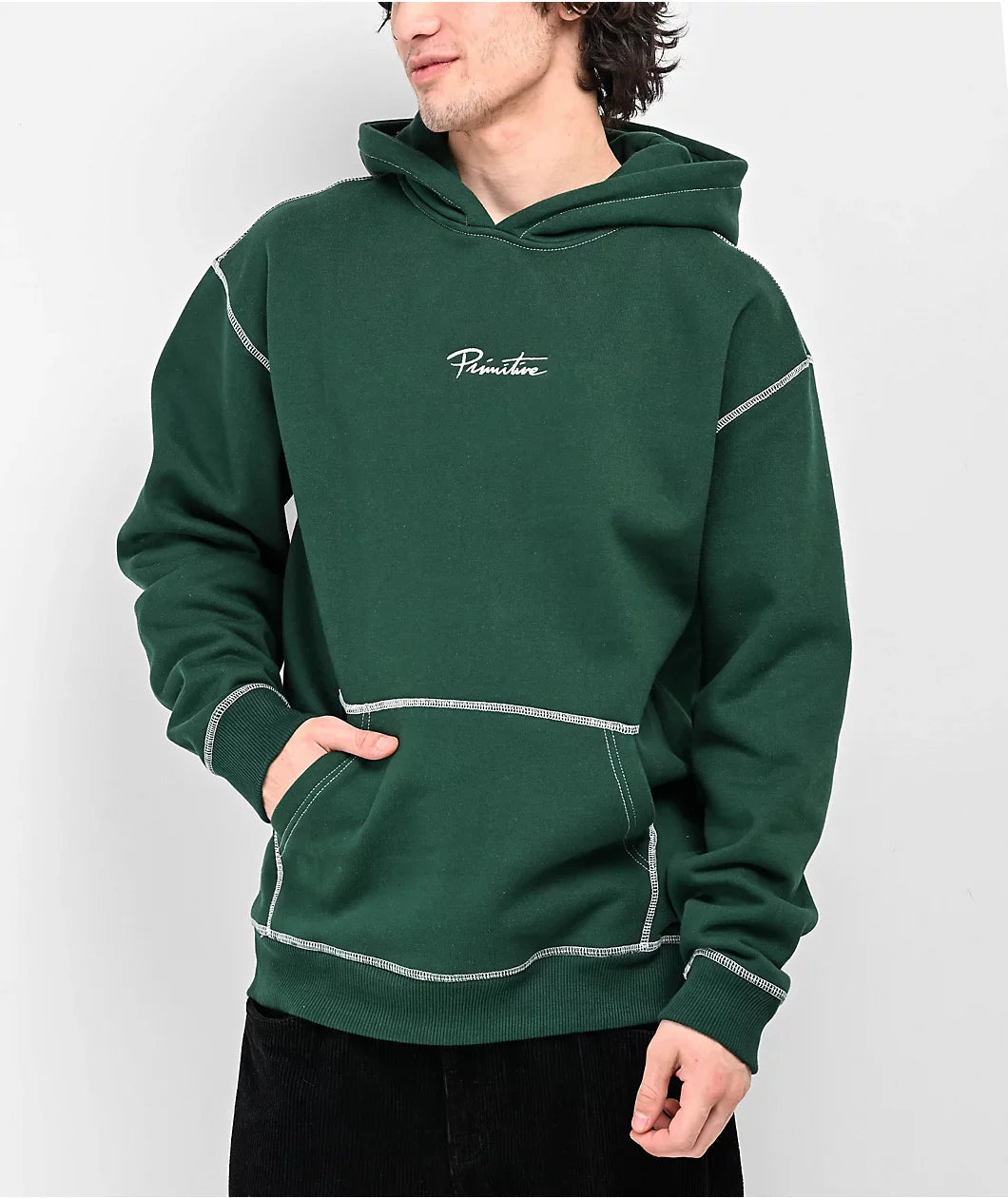 Primitive Contra Forest Green Hooded Sweatshirt