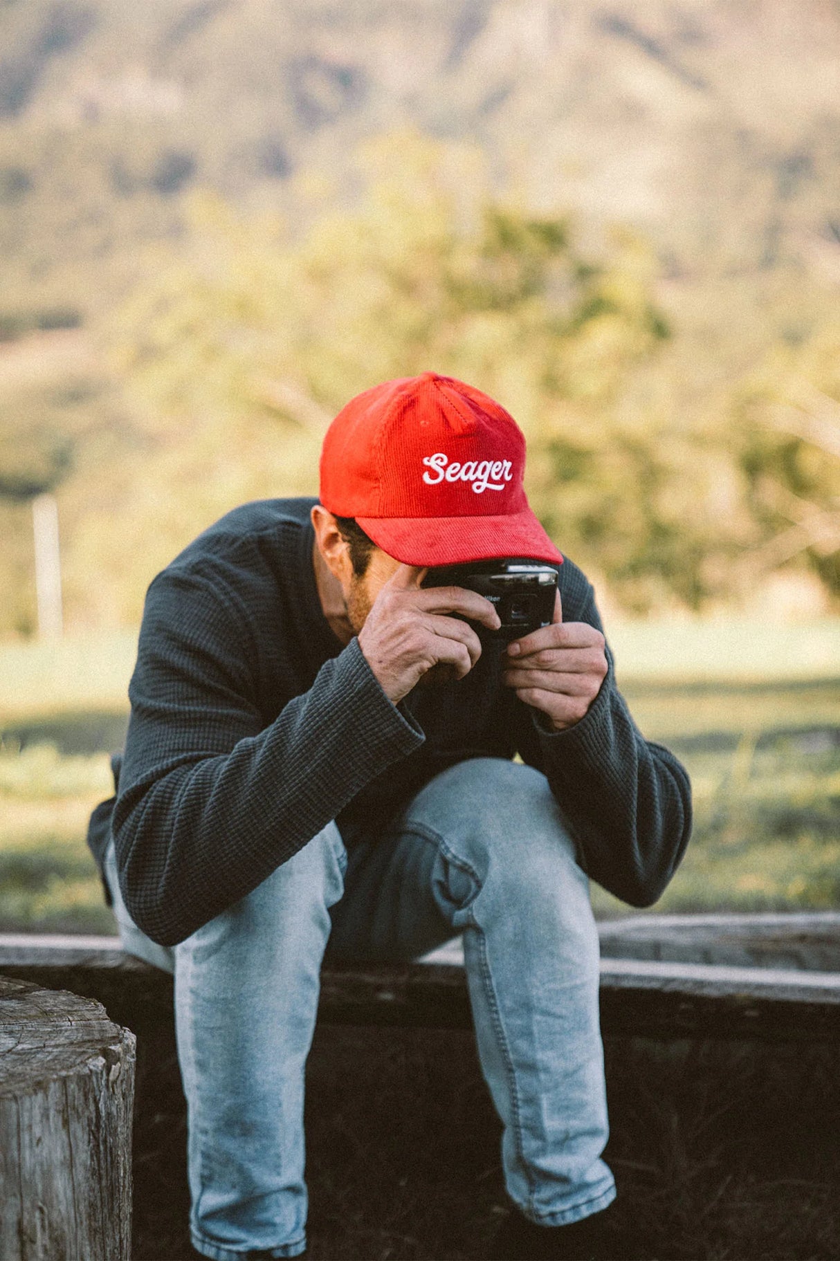 Seager Big Red Corduroy Snapback Hat