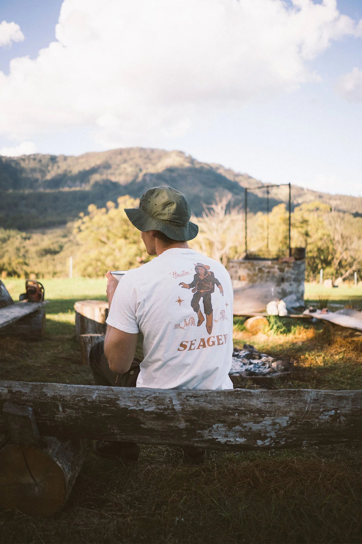 Seager Space Cowboy Vintage White S/s Shirt