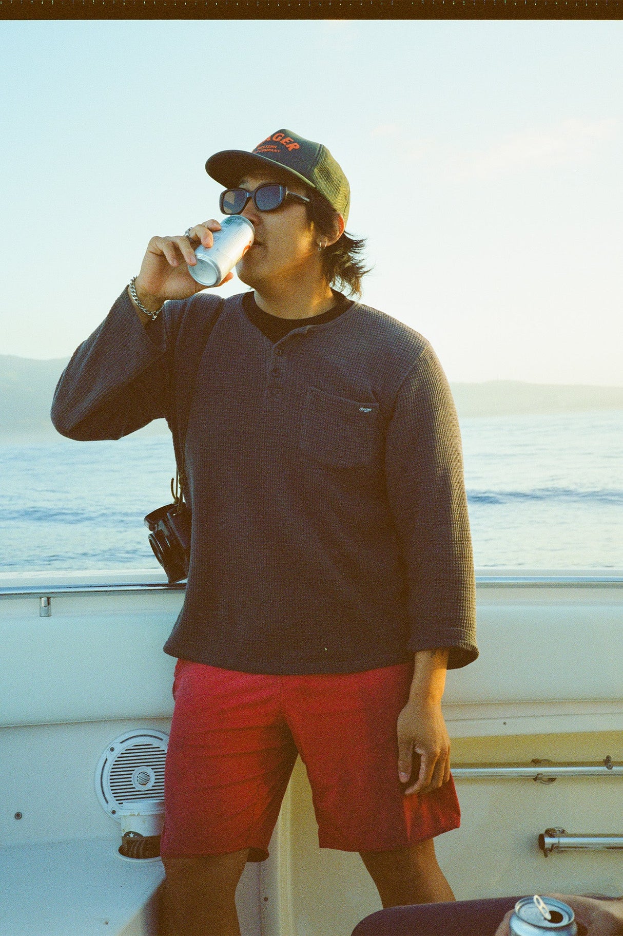 Seager Sawpit Vintage Black Henley L/s Thermal Shirt