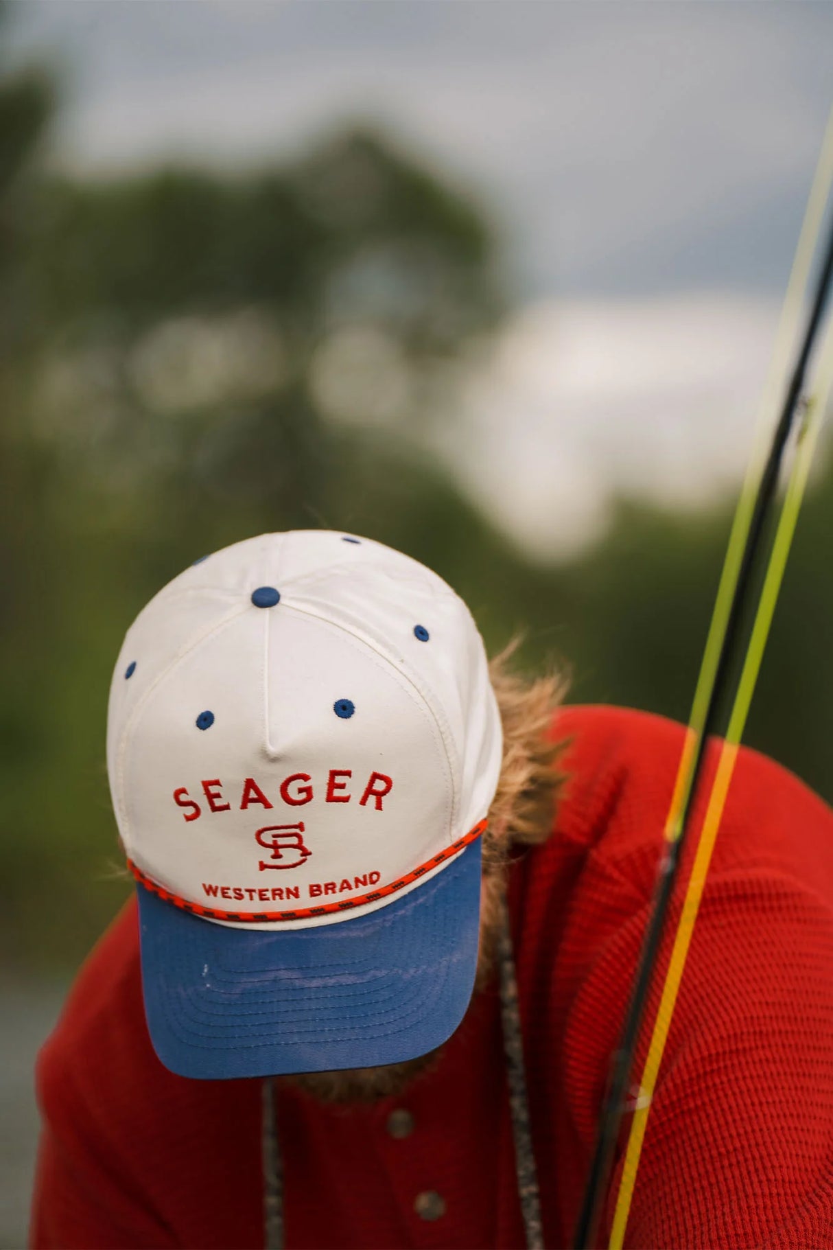 Seager Branded Cream Navy Snapback Hat