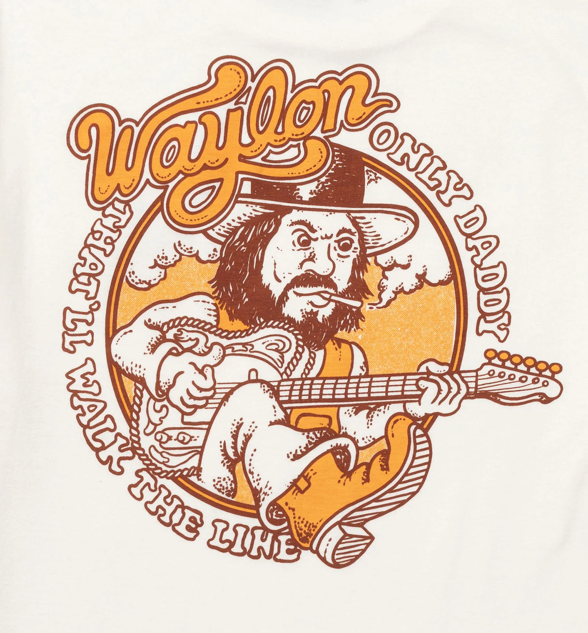 Seager x Waylon Jennings Walk The Line Vintage White S/s Shirt