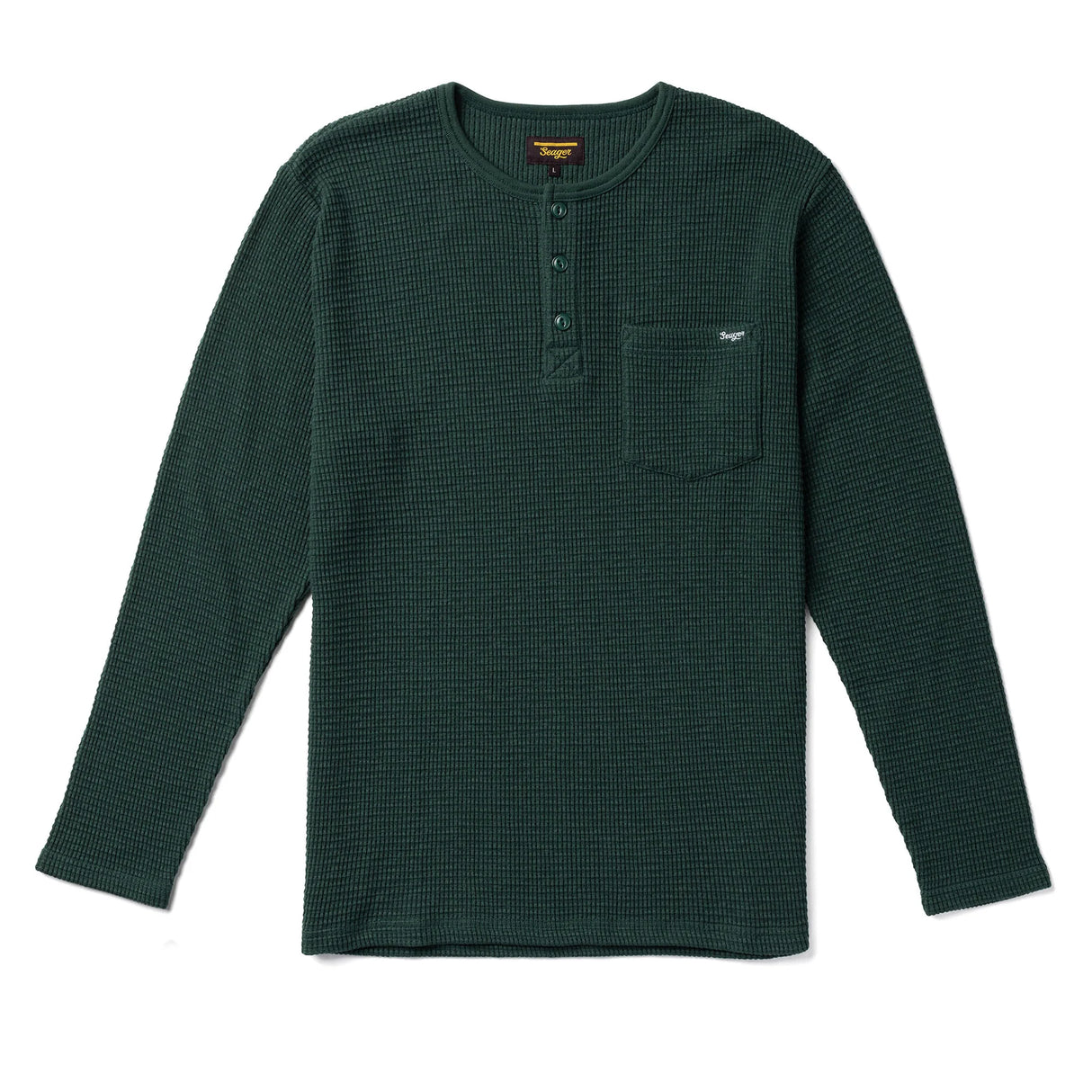 Seager Sawpit Dark Green Henley L/s Thermal Shirt