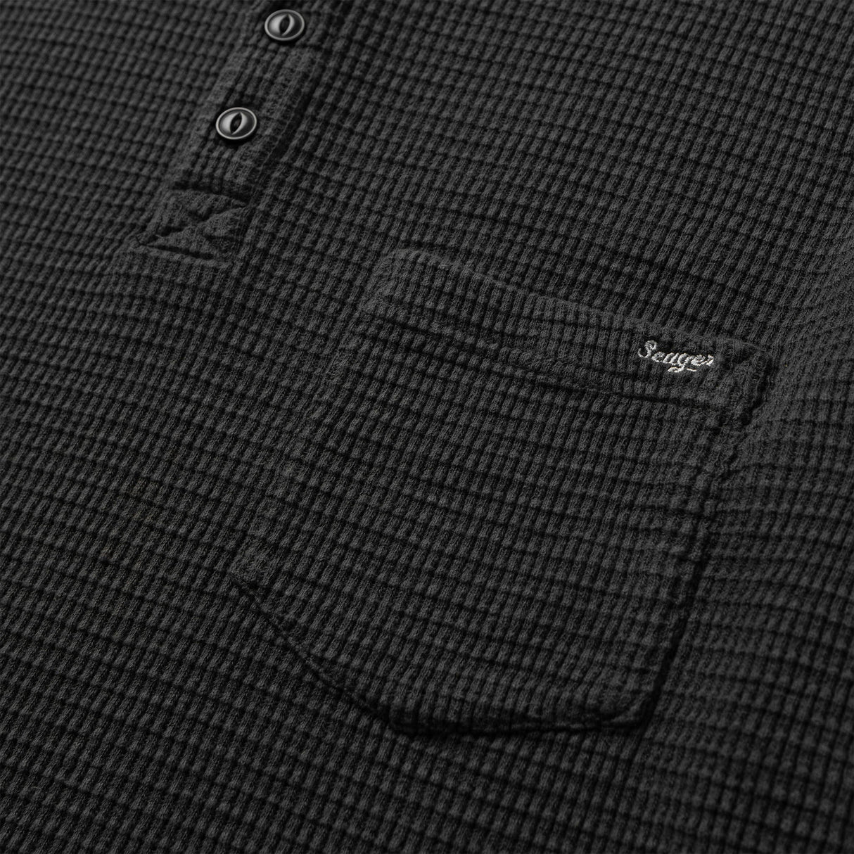 Seager Sawpit Vintage Black Henley L/s Thermal Shirt