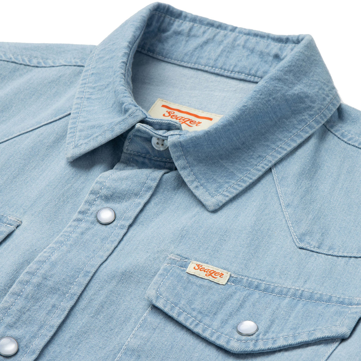 Seager Reagan Pearl Snap Lightwash Indigo Shirt