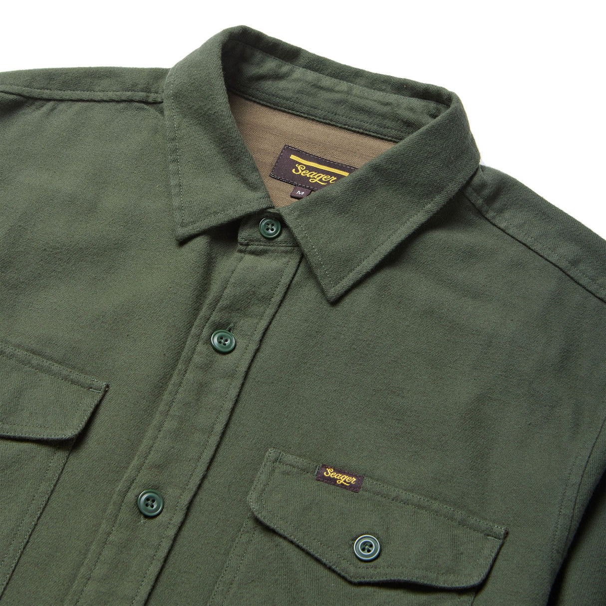 Seager Calico Solid Dark Moss Flannel L/s Shirt