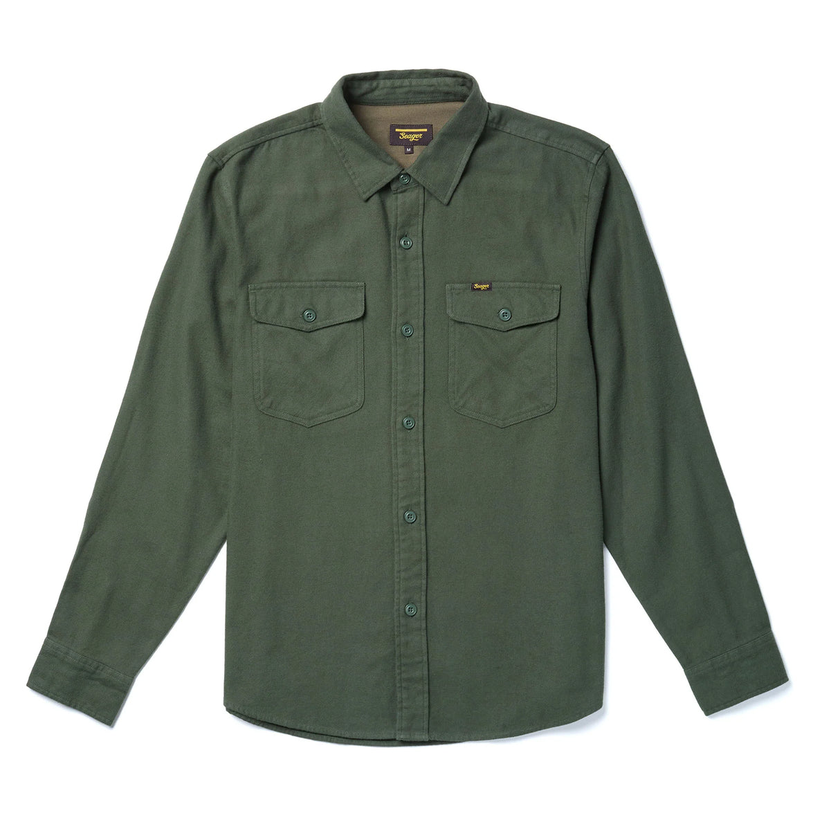 Seager Calico Solid Dark Moss Flannel L/s Shirt