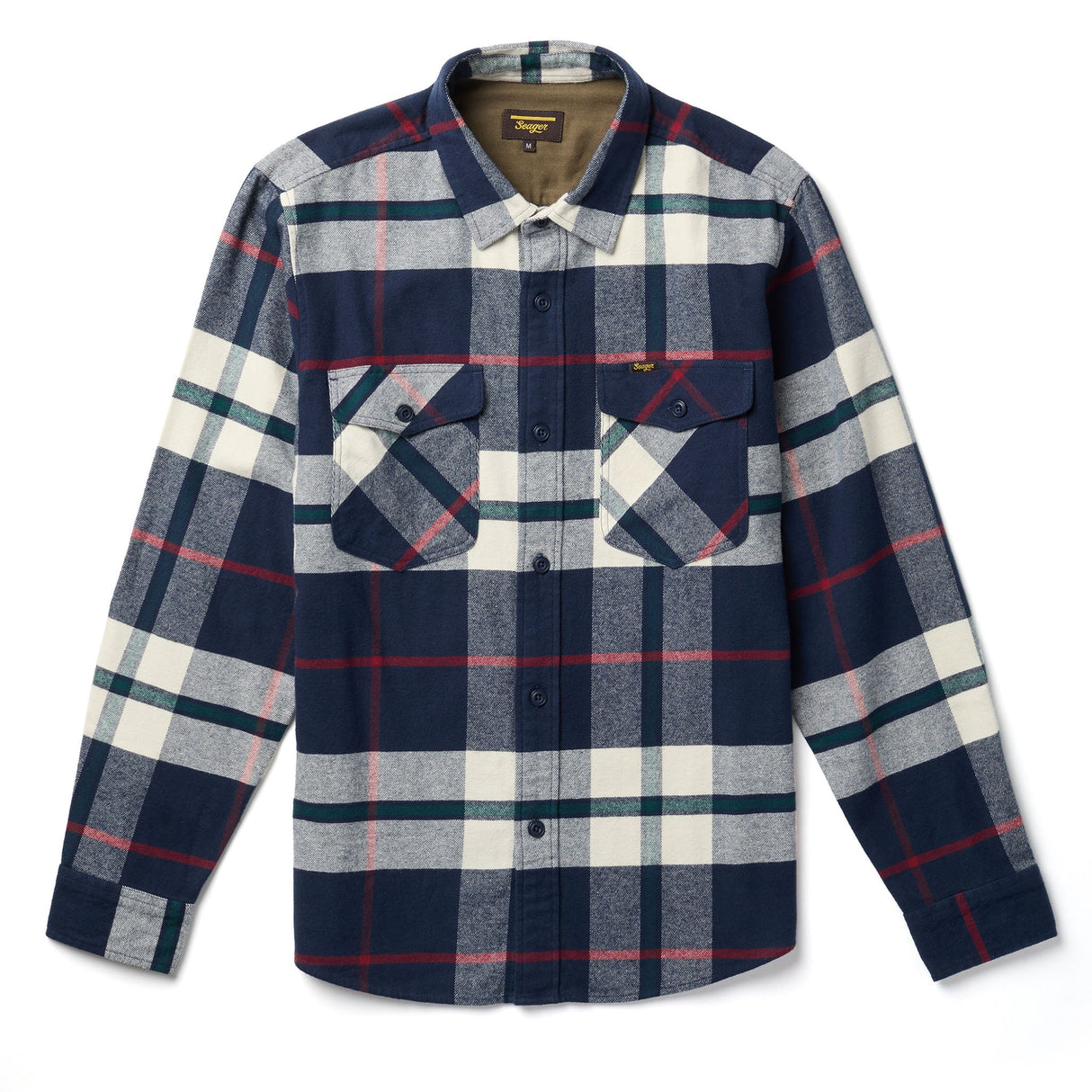 Seager Calico Navy Big Plaid Flannel L/s Shirt