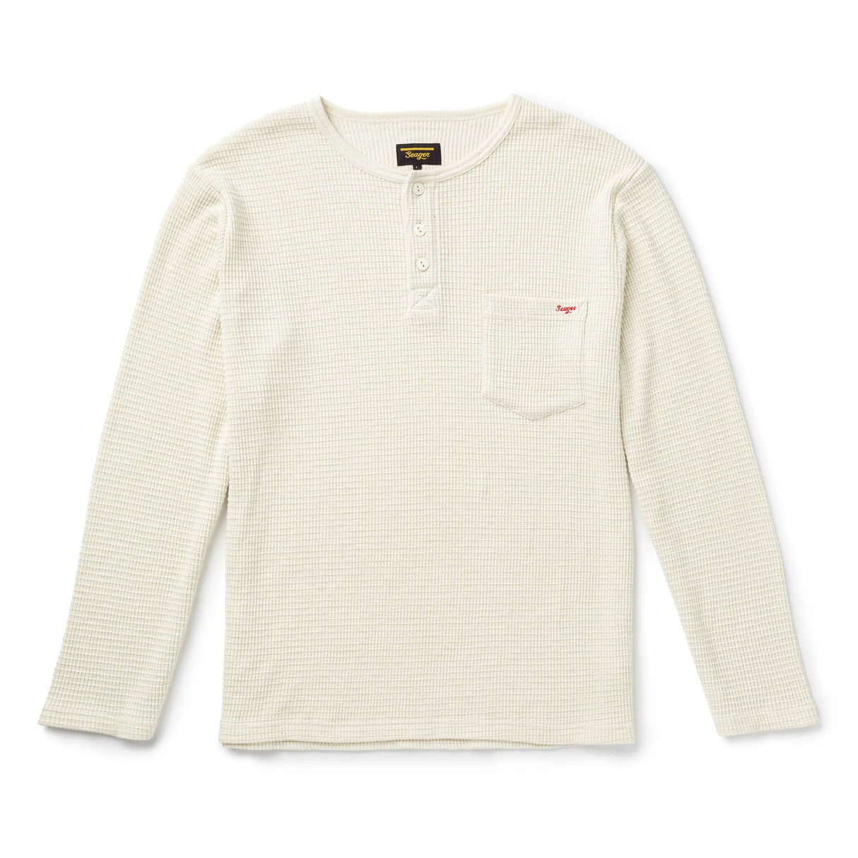Seager Sawpit Vintage White Henley L/s Thermal Shirt